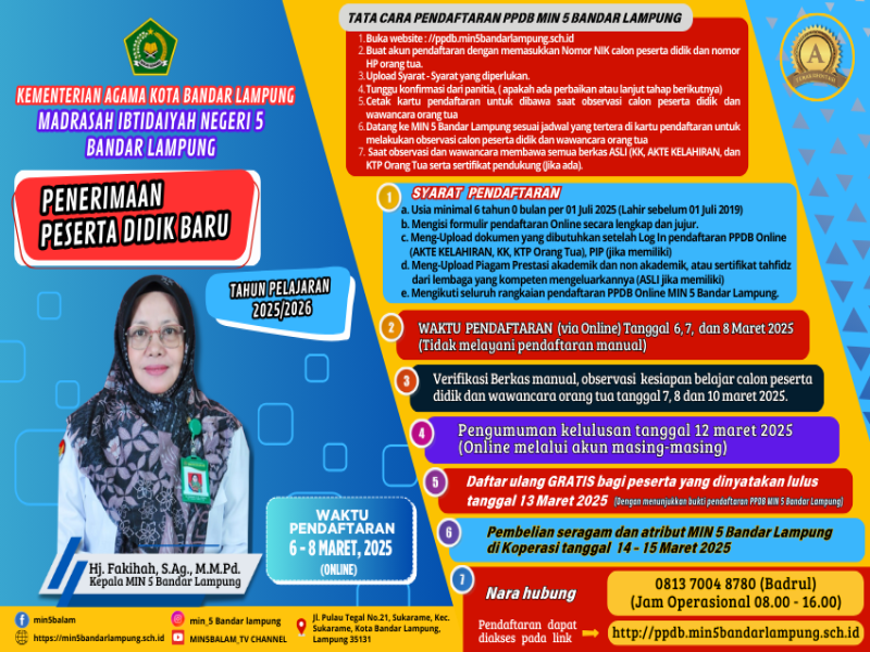 NARA HUBUNG PPDB MIN 5 BANDAR LAMPUNG